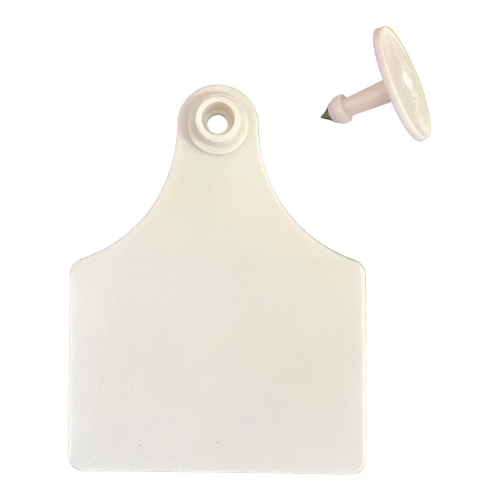 100x Cattle Ear Tags 7x10cm Set - Large White Blank Cow