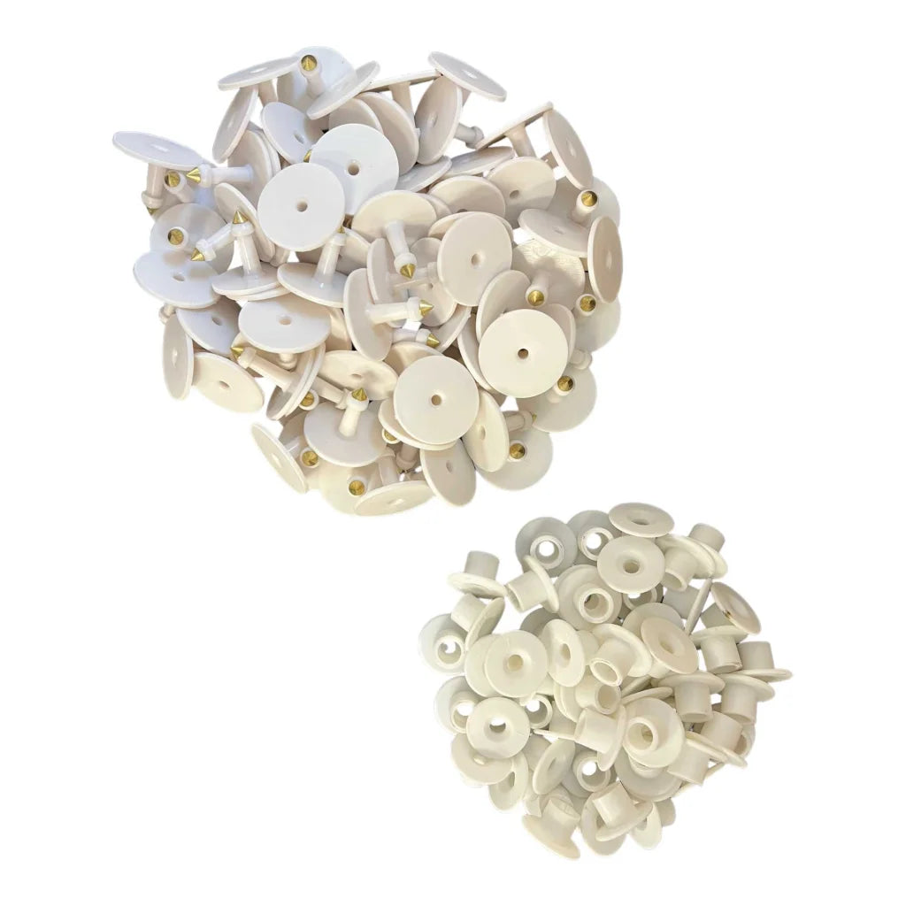 100x Cattle Ear Tags Set - Round White Blank Pig Sheep Goat