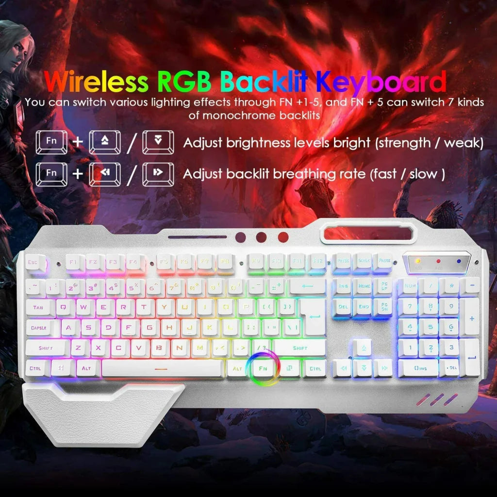 104 Keys Wireless Gaming Keyboard Mouse Set + Mouse Pad RGB