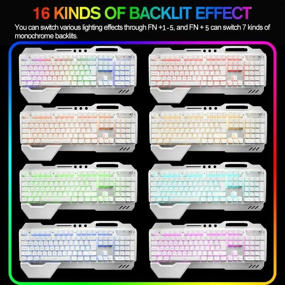 104 Keys Wireless Gaming Keyboard Mouse Set + Mouse Pad RGB