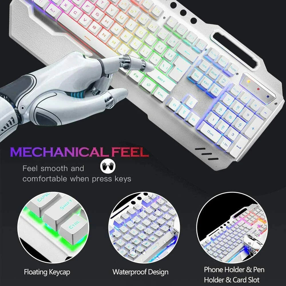 104 Keys Wireless Gaming Keyboard Mouse Set + Mouse Pad RGB