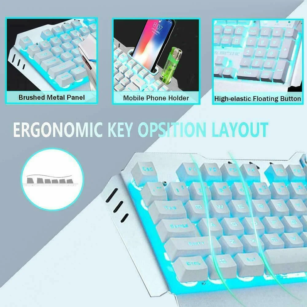 104 Keys Wireless Gaming Keyboard Mouse Set + Mouse Pad RGB