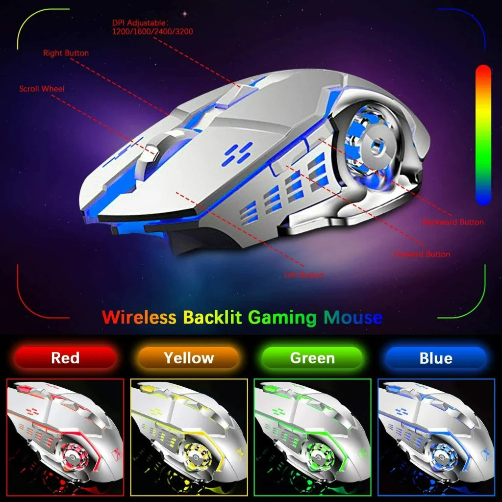 104 Keys Wireless Gaming Keyboard Mouse Set + Mouse Pad RGB