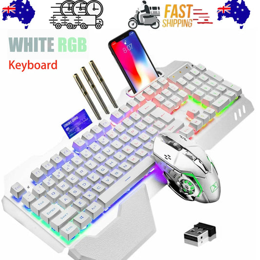 104 Keys Wireless Gaming Keyboard Mouse Set + Mouse Pad RGB