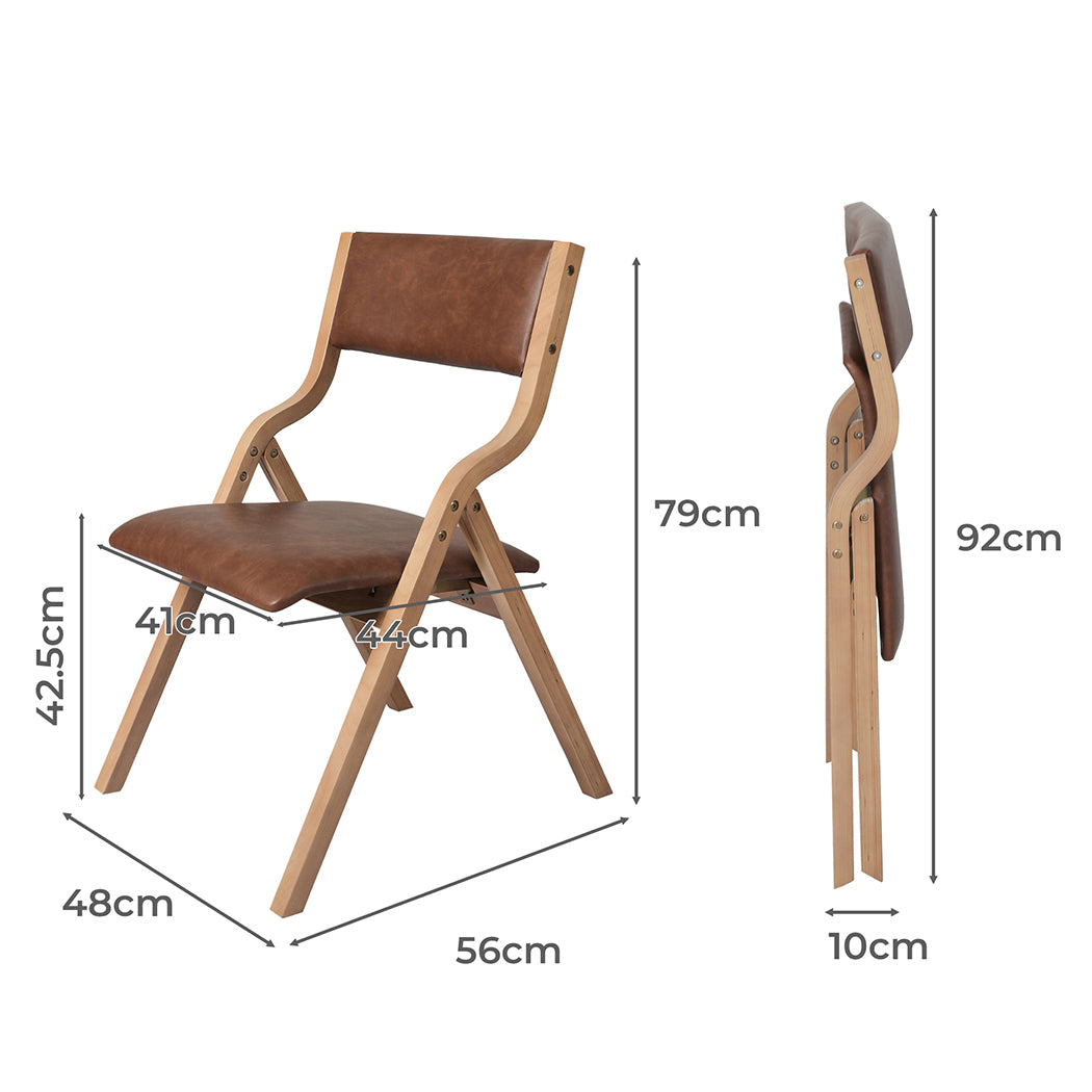 Levede 8x Dining Chairs Foldable PU Tan