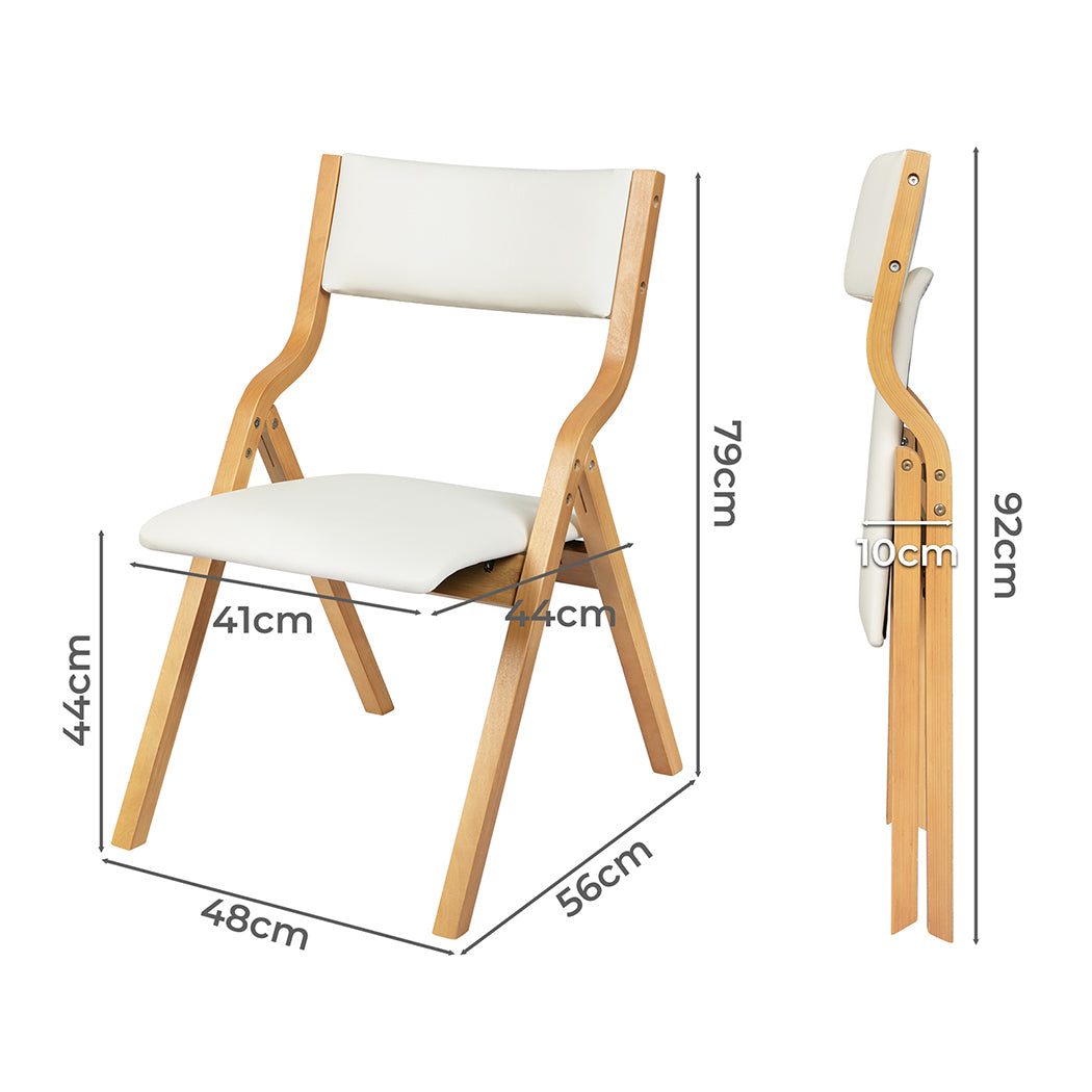 Levede 2x Dining Chairs Foldable PU Beige
