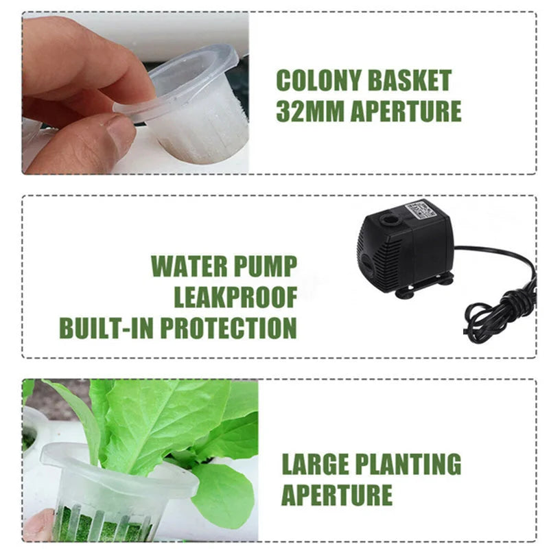 108 Plant Sites Hydroponic Grow Tool Kit Vegetable Garden