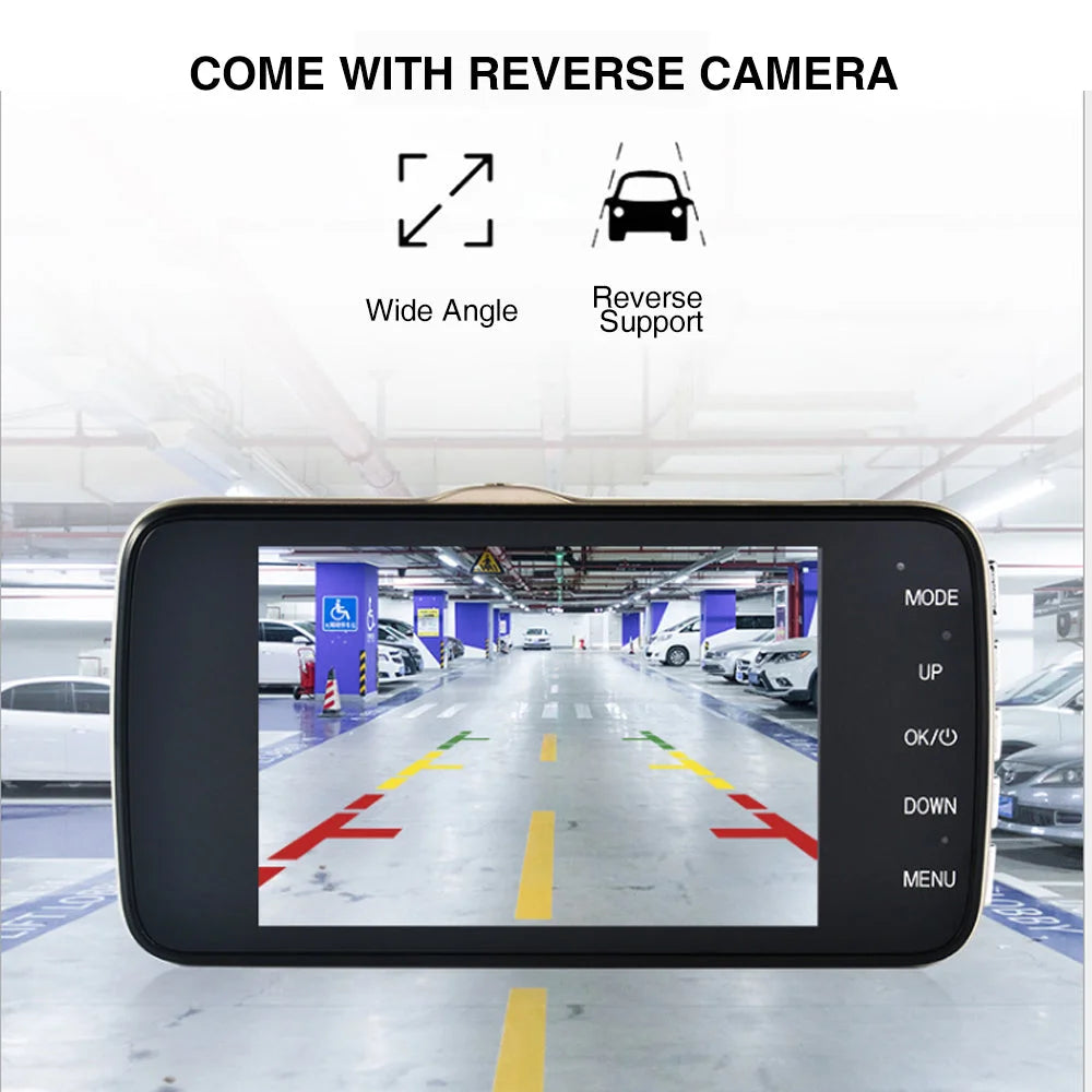 Dash camera with dual camera units and wiring kit
