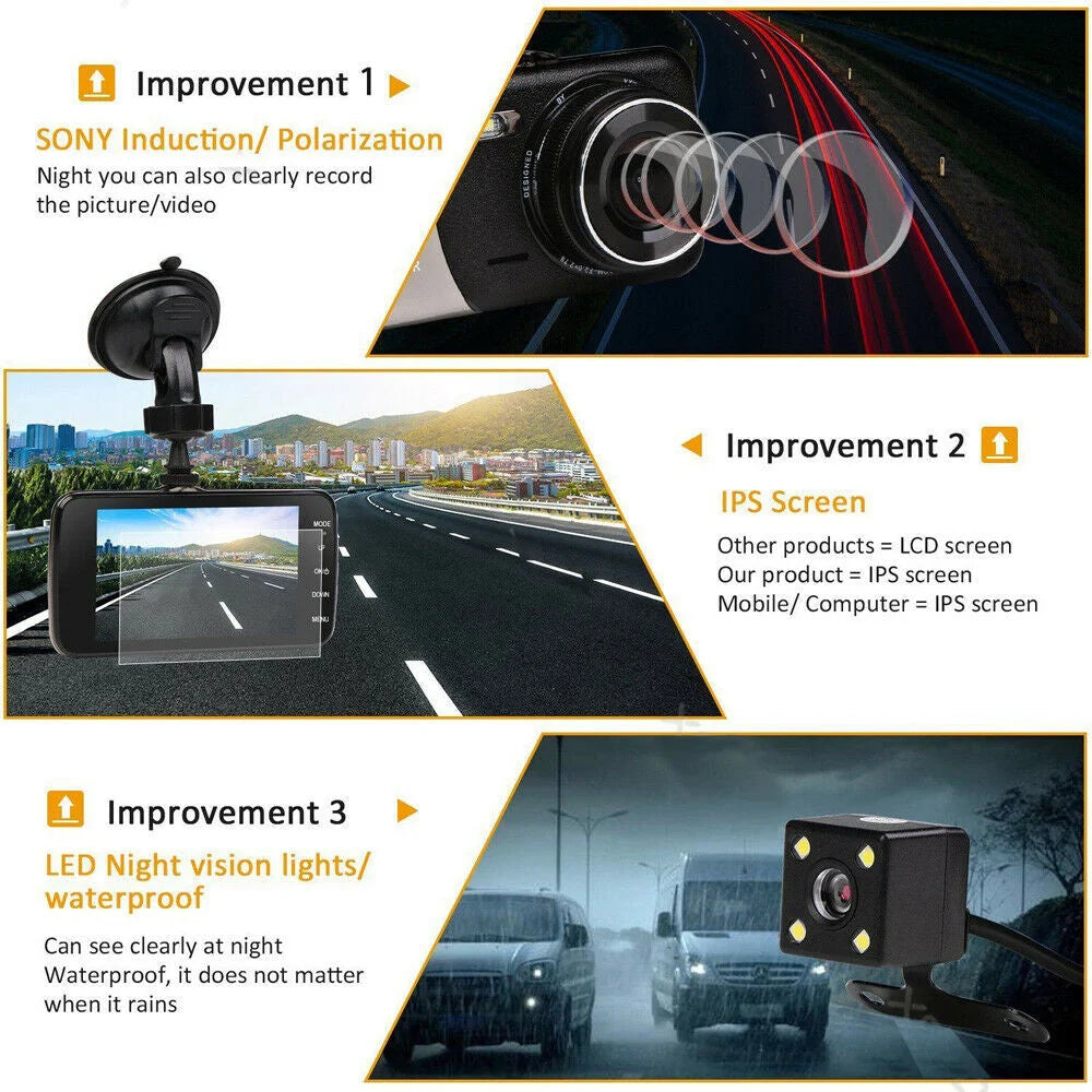 Dash camera with black camera body and suction mount