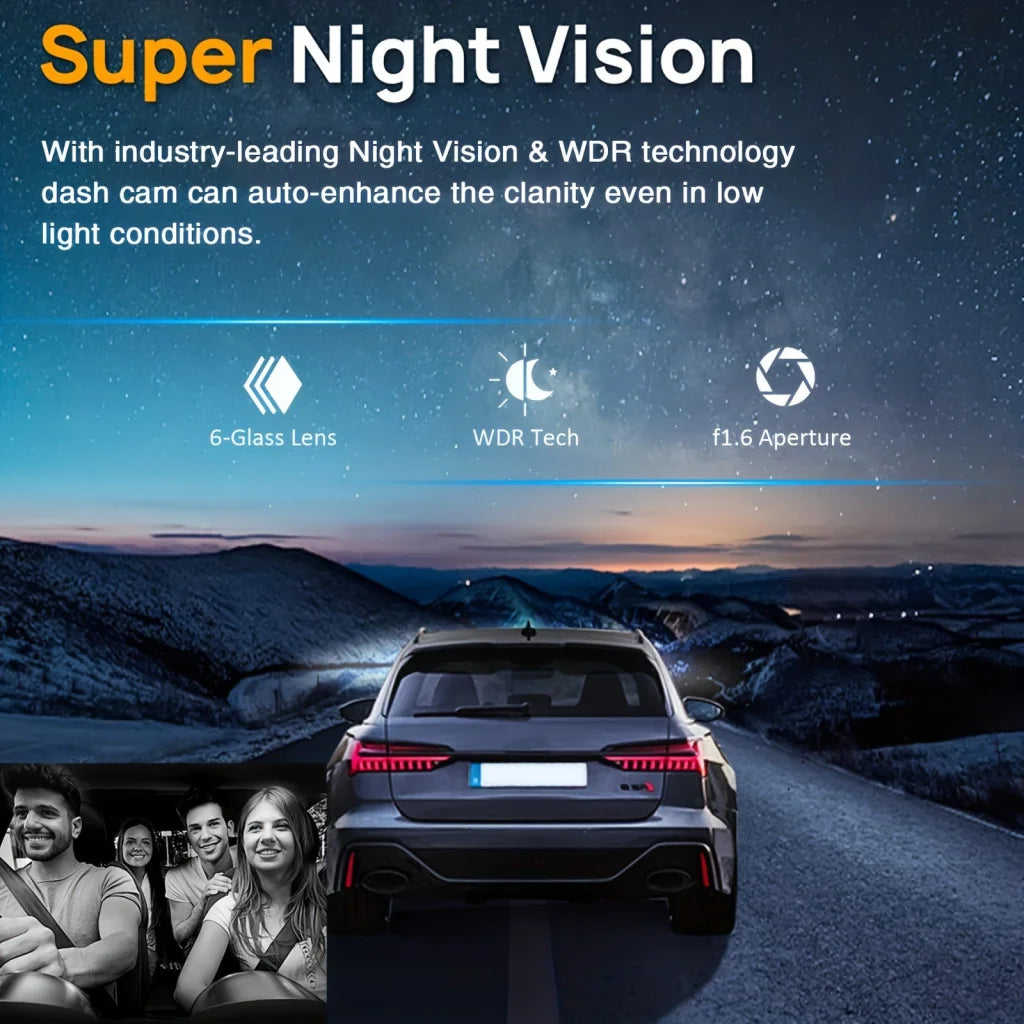 1080P Dual Dash Cam with Night Vision and G-Sensor - Motion