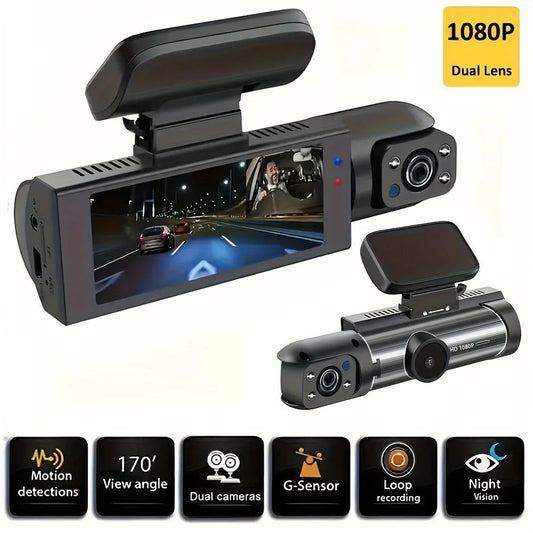 1080P Dual Dash Cam with Night Vision and G-Sensor - Motion