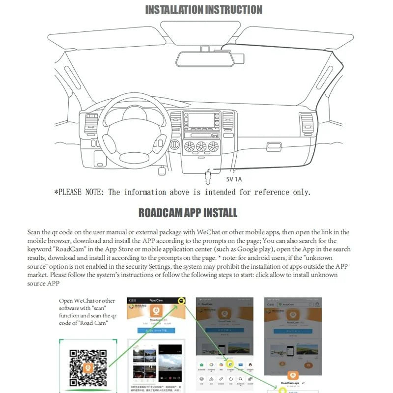 1080p Wifi Dash Cam with 170 Degree Wide Angle Lens