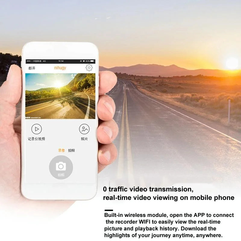 1080p Wifi Dash Cam with 170 Degree Wide Angle Lens