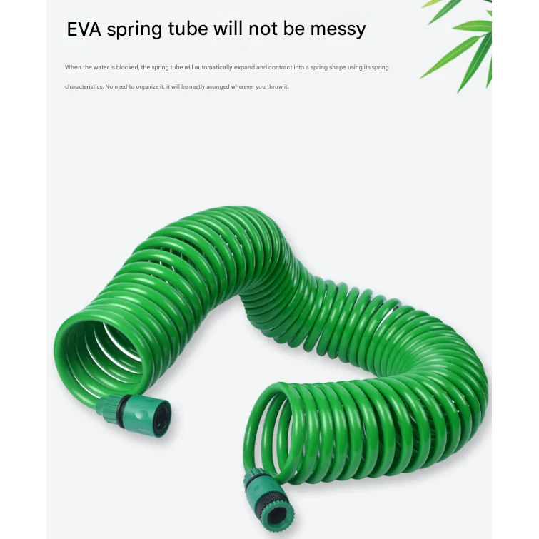 10m Retractable Spring Garden Hose with 5-Function Spray