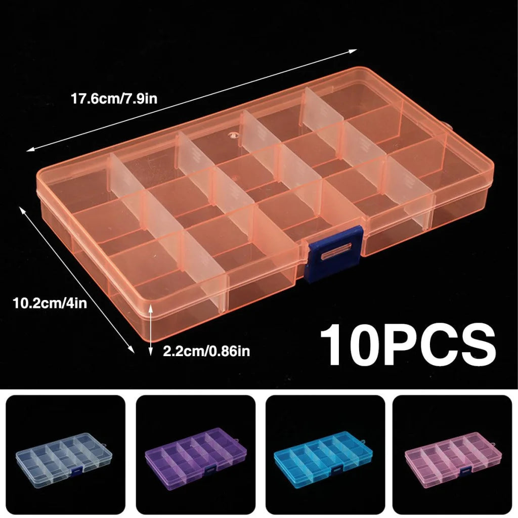 10pcs 15Compartments Plastic Box Case Bead Storage