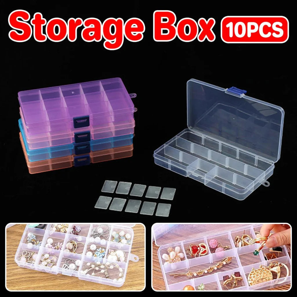 10pcs 15Compartments Plastic Box Case Bead Storage