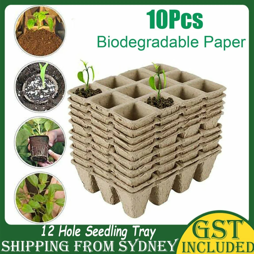 10PCS Biodegradable Seedling Trays Hole Starter Tools Gardening