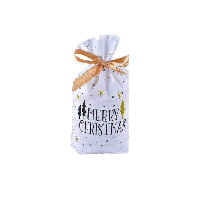 10pcs Christmas Candy Bags Gift Treat Drawstring Pouches