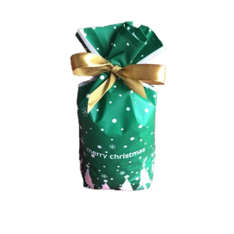 10pcs Christmas Candy Bags Gift Treat Drawstring Pouches