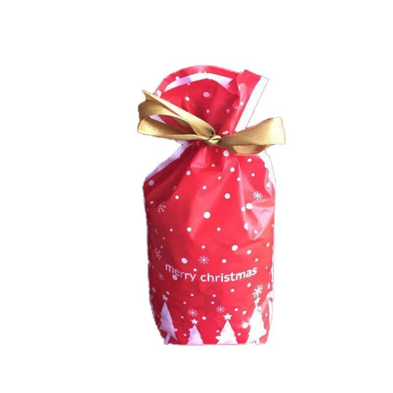 10pcs Christmas Candy Bags Gift Treat Drawstring Pouches