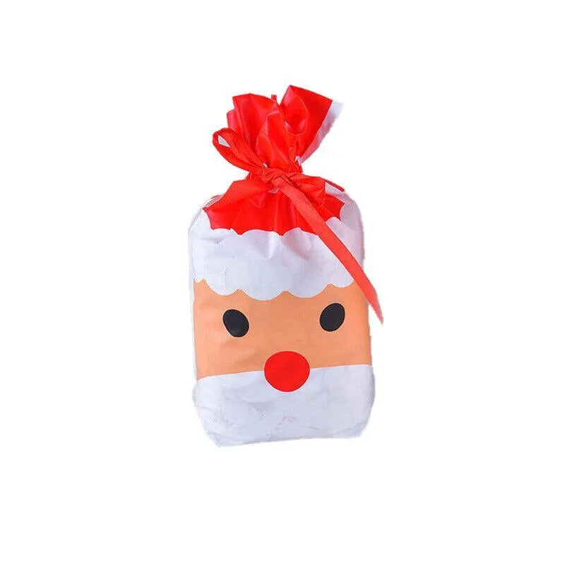 10pcs Christmas Candy Bags Gift Treat Drawstring Pouches