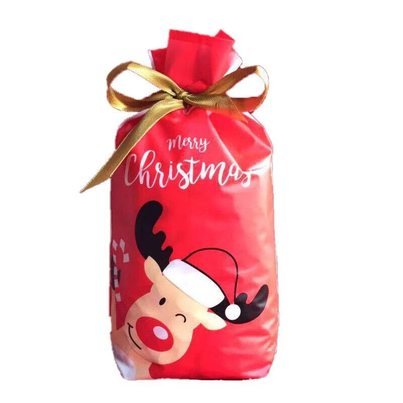 10pcs Christmas Candy Bags Gift Treat Drawstring Pouches