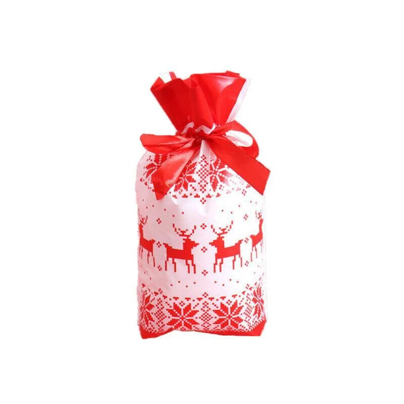 10pcs Christmas Candy Bags Gift Treat Drawstring Pouches