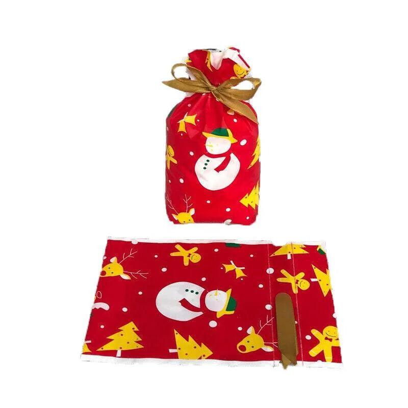 10pcs Christmas Candy Bags Gift Treat Drawstring Pouches