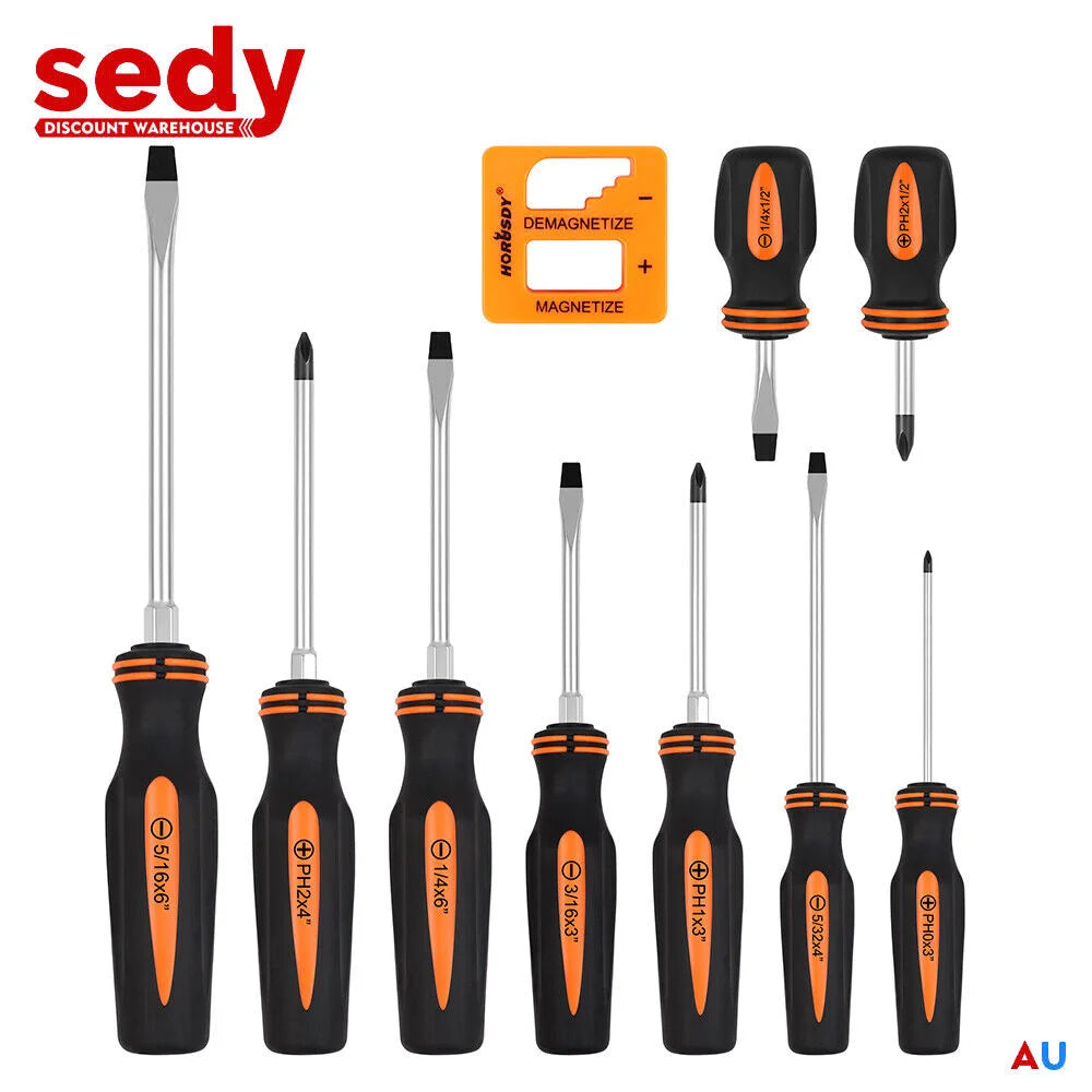 10Pcs Magnetic Screwdriver Set Phillips Slotted Magnetizer