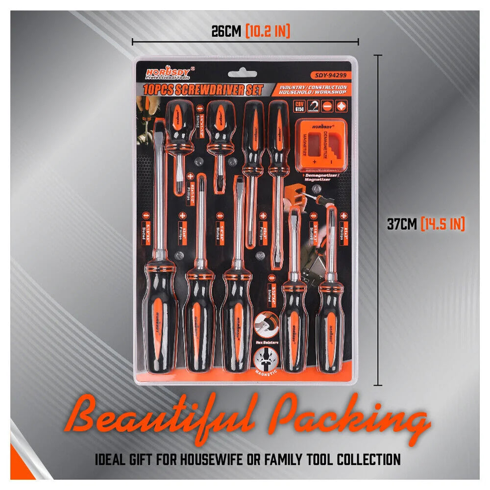 10Pcs Magnetic Screwdriver Set Phillips Slotted Magnetizer