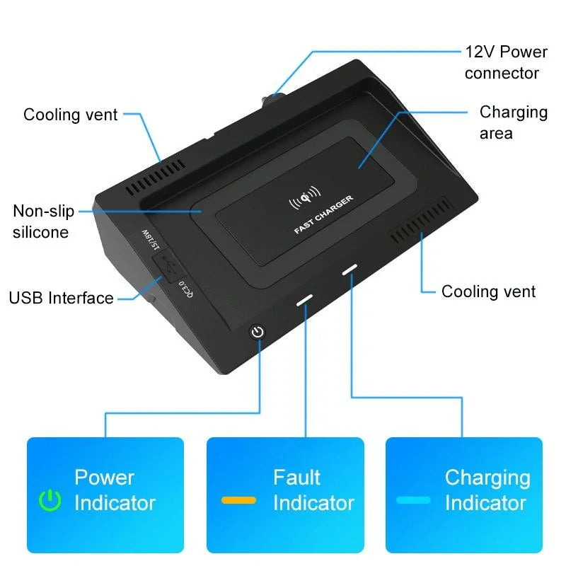 10W Wireless Car Charger For Volkswagen Teramont 2018-2020 - Qi Standard-1915197799218155521