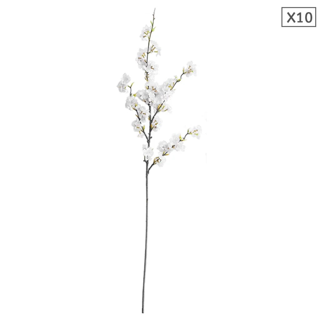 10X Artificial Silk Flower Fake Cherry Blossom Bouquet Table Decor White - Premium
