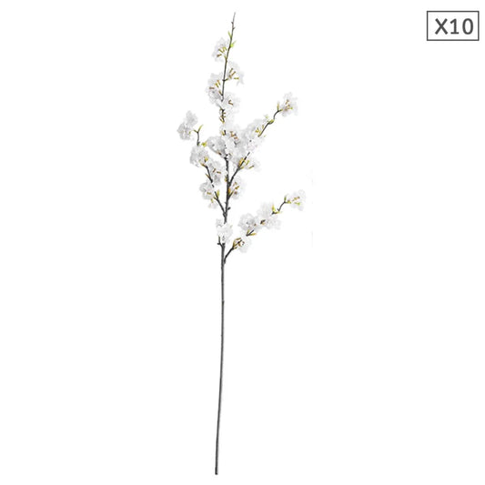 10X Artificial Silk Flower Fake Cherry Blossom Bouquet Table Decor White - Premium