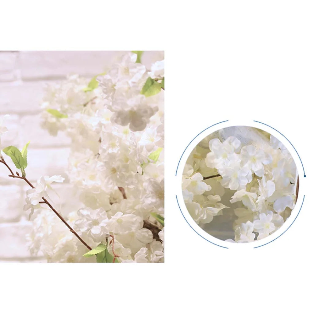 10X Artificial Silk Flower Fake Cherry Blossom Bouquet Table Decor White - Premium