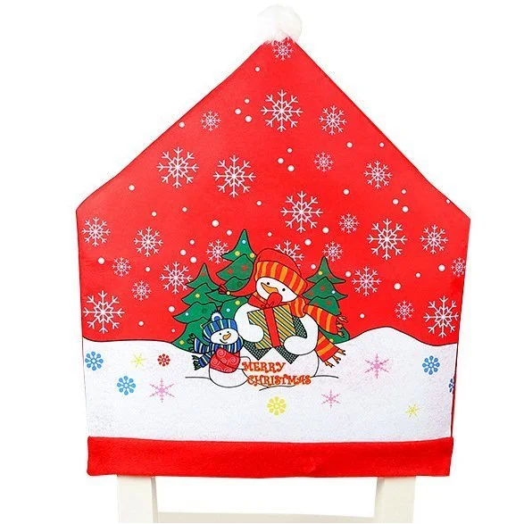 10x Christmas Chair Covers Dinner Table Santa Hat Snowman