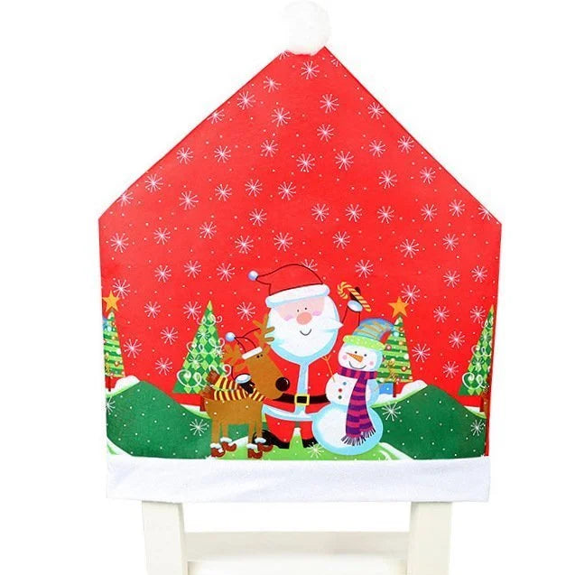 10x Christmas Chair Covers Dinner Table Santa Hat Snowman