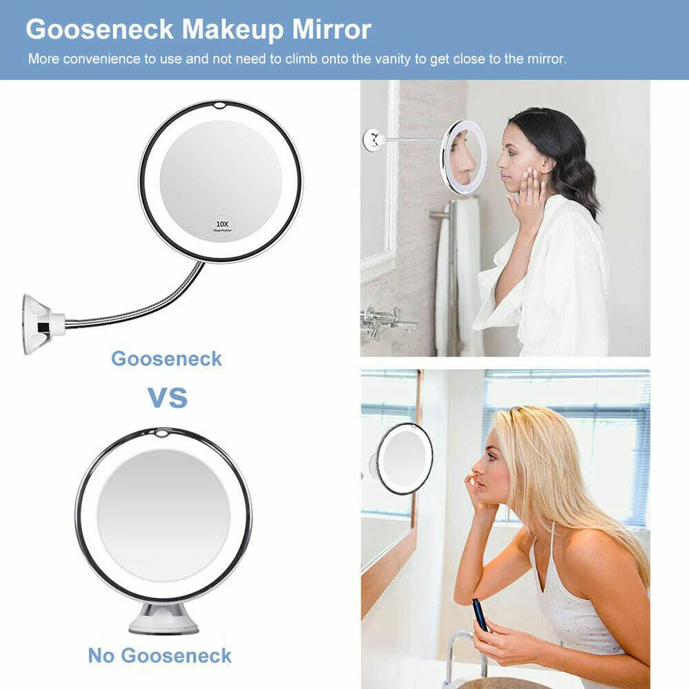 10X LED Magnifying Makeup Mirror 360° Rotation - Health &