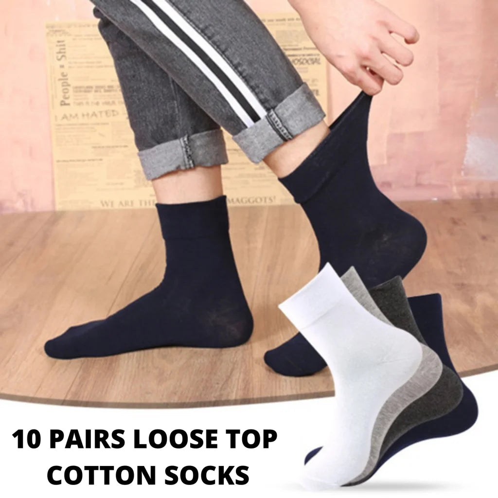 10x Pairs COTTON Rich LOOSE TOP SOCKS Medical Circulation