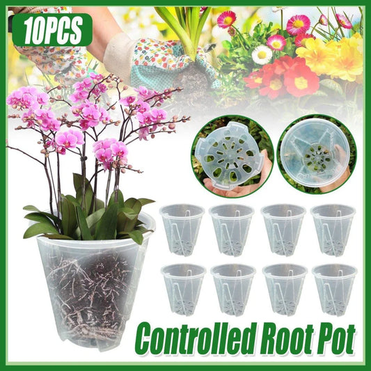 10xClear Plastic Orchid Pots with Holes for Phalaenopsis