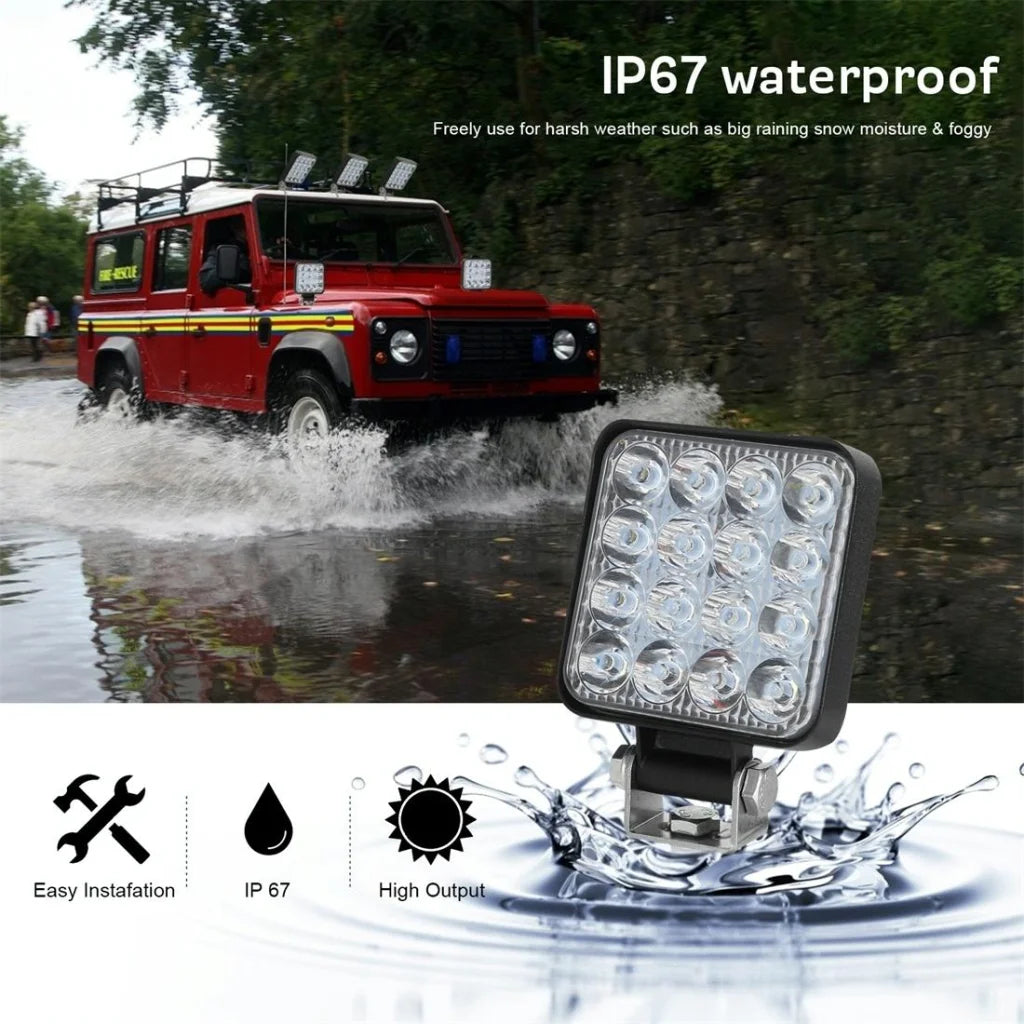 11.2W 10 - 30V Dc 6000K 3 Inch 16 Leds Square Offroad Truck