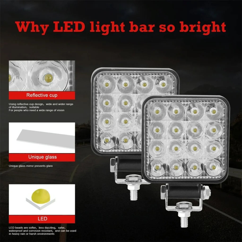 11.2W 10 - 30V Dc 6000K 3 Inch 16 Leds Square Offroad Truck