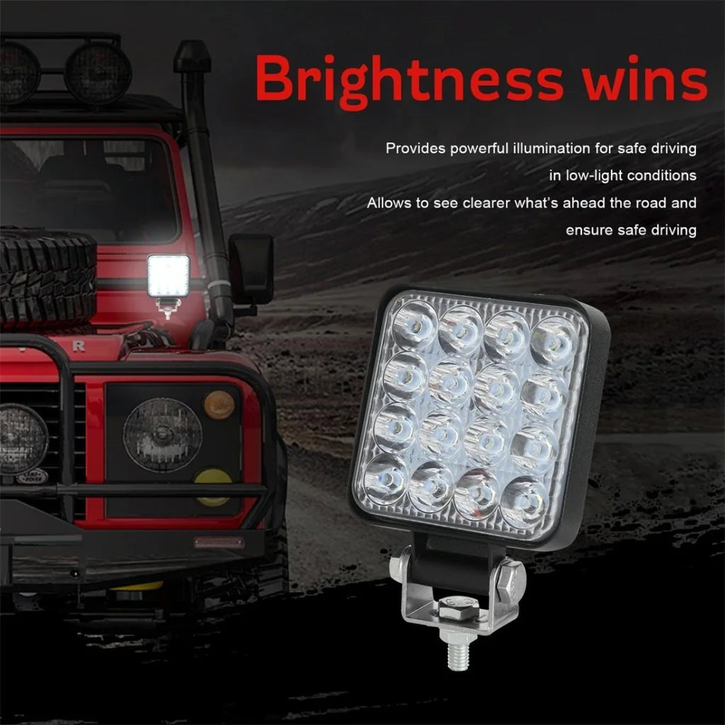 11.2W 10 - 30V Dc 6000K 3 Inch 16 Leds Square Offroad Truck