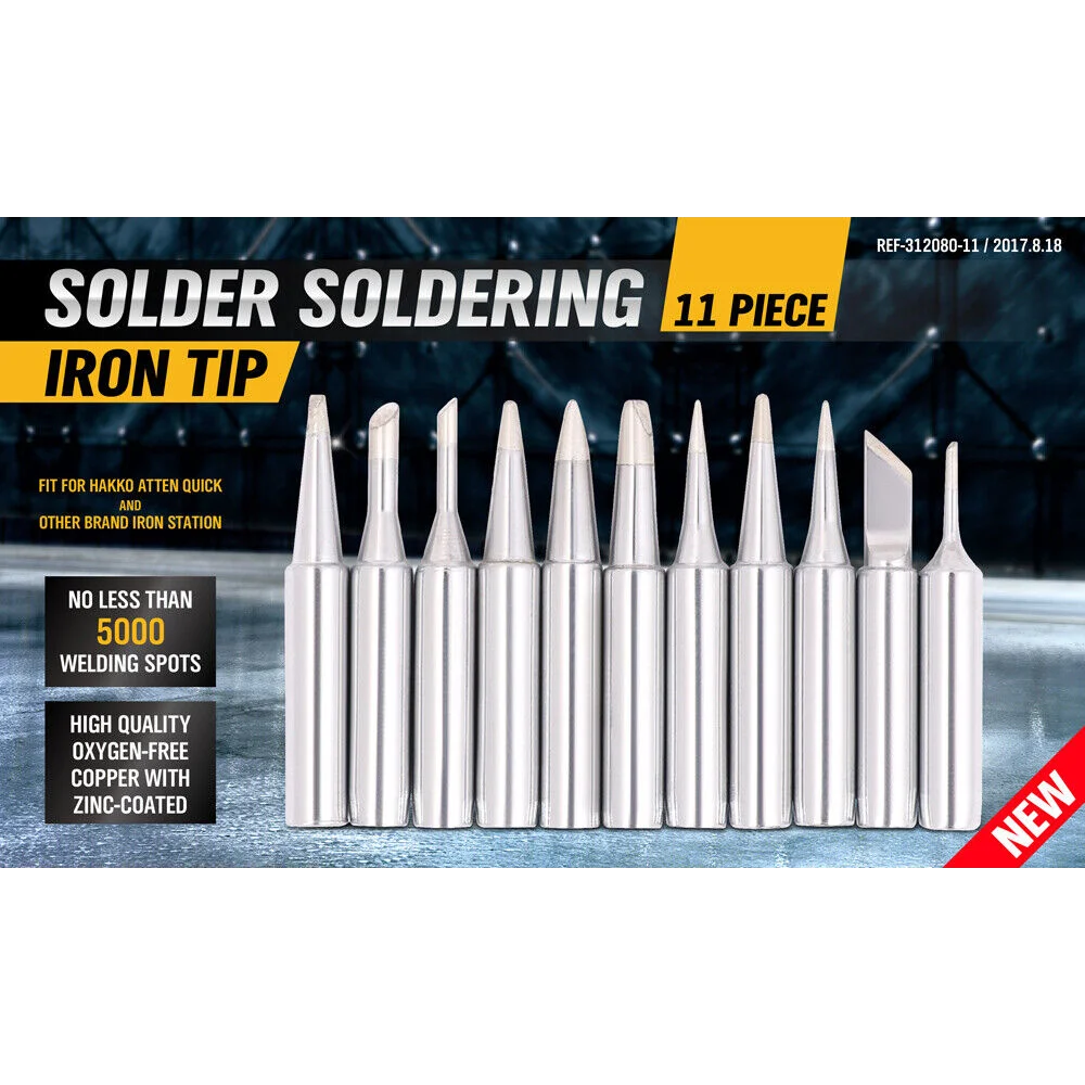 11Pc Soldering Iron Tips Solder Rework Lead Free Hakko