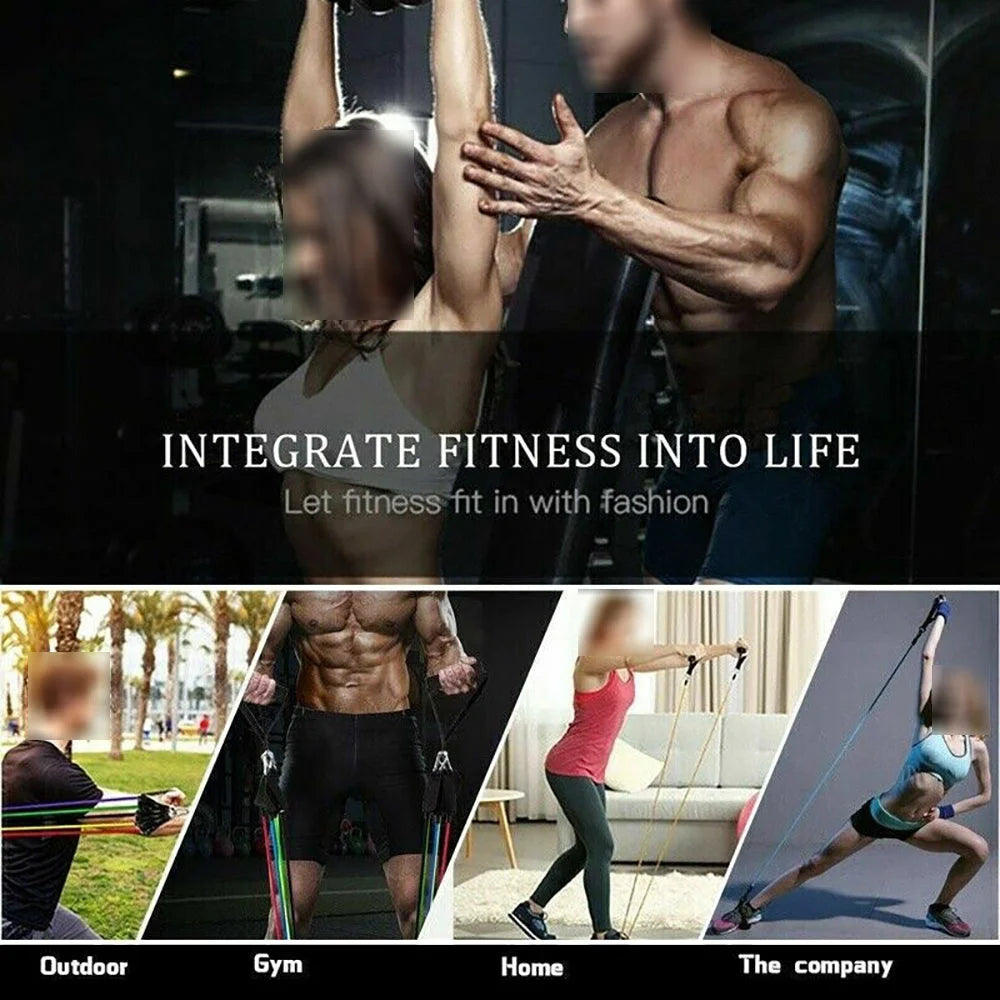 11Pcs/Set Pull Rope Belt Elastic Home Gym Fitness Exercise