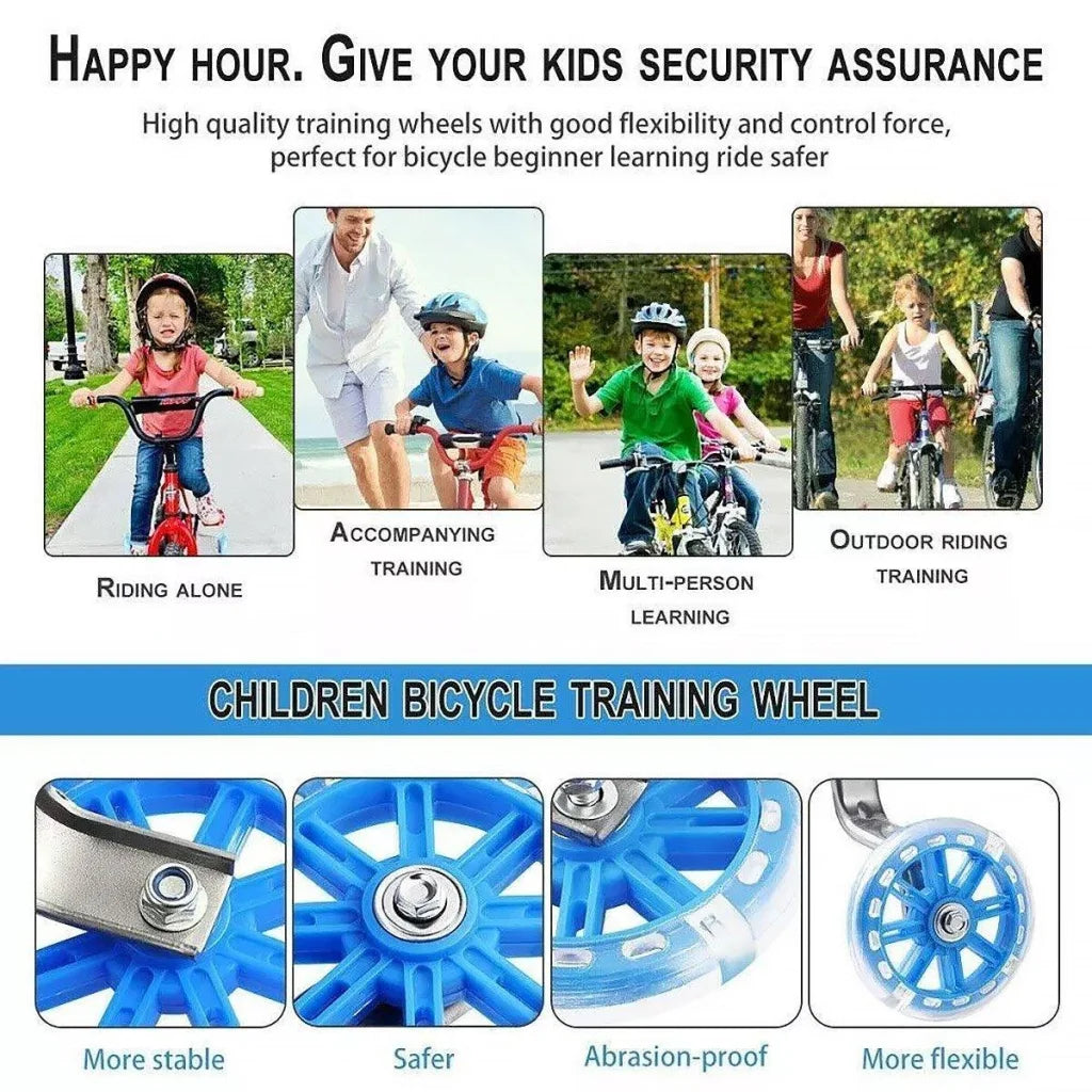 12–20 Inch Bike Training Wheels Flashing PVC Silent