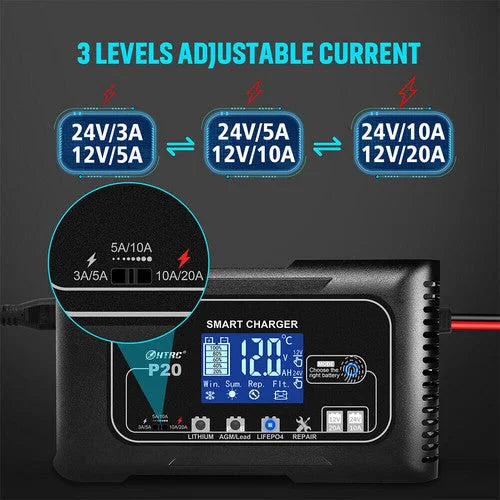 12/24V Automatic Car Battery Charger For Lithium Lifepo4