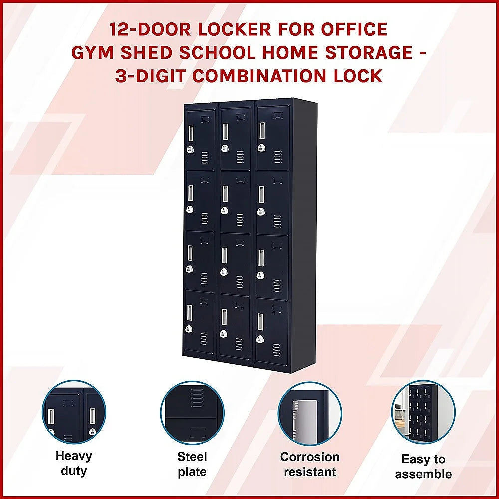 12-Door Locker for Office Gym Shed School Home Storage