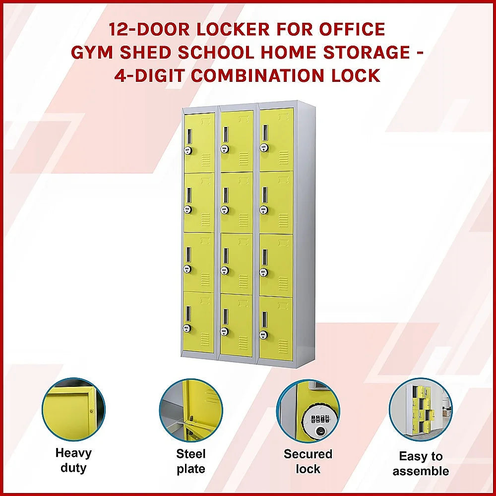12-Door Locker for Office Gym Shed School Home Storage