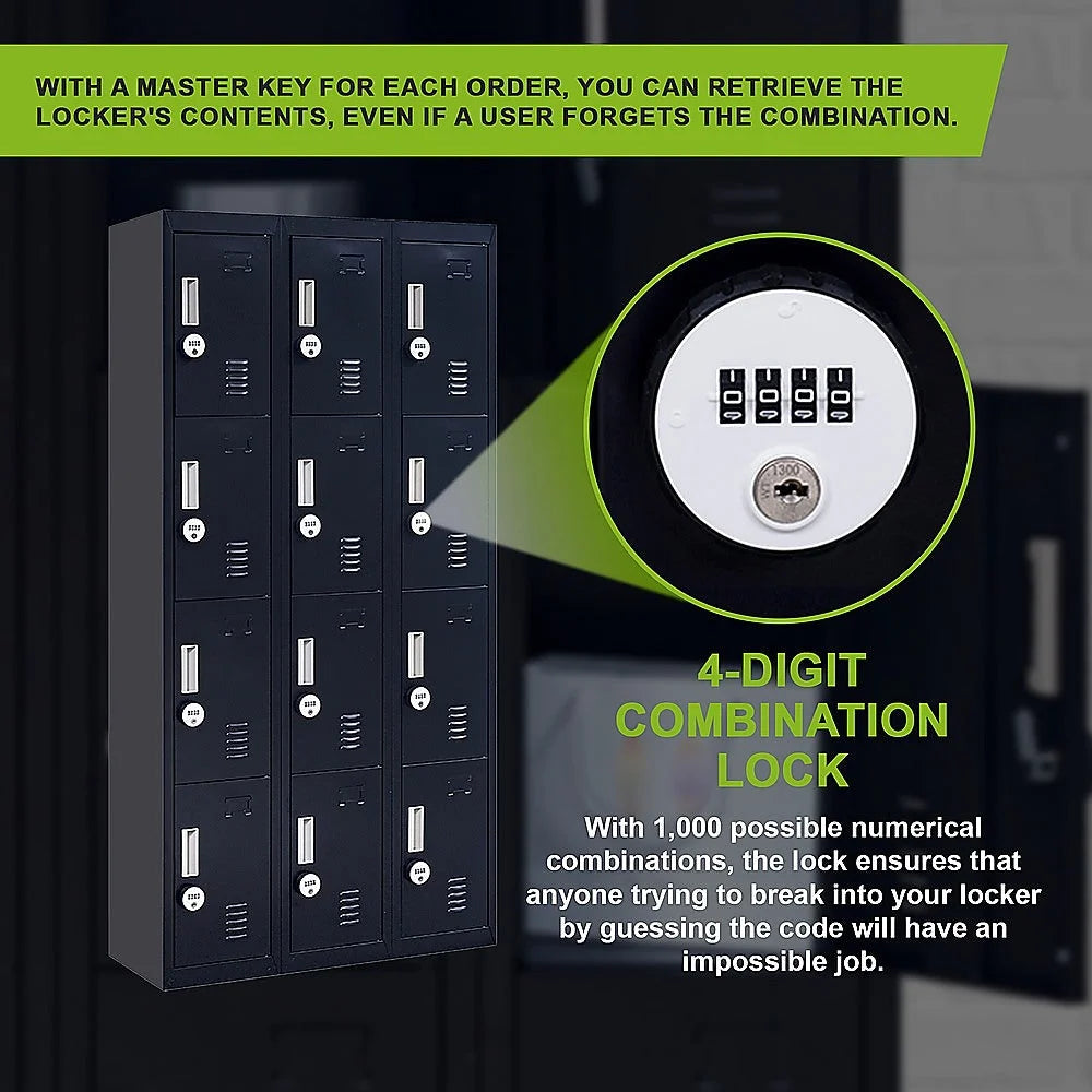 12-Door Locker for Office Gym Shed School Home Storage