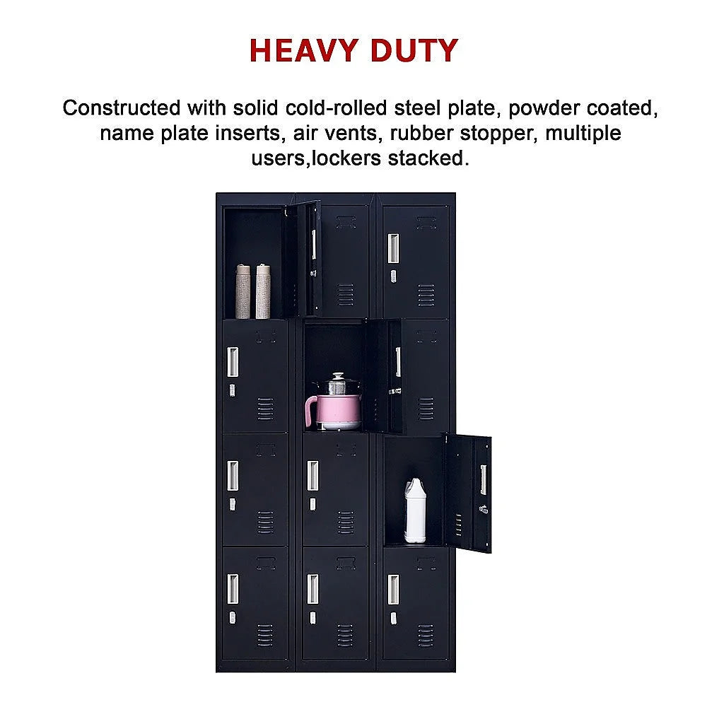12-Door Locker for Office Gym Shed School Home Storage